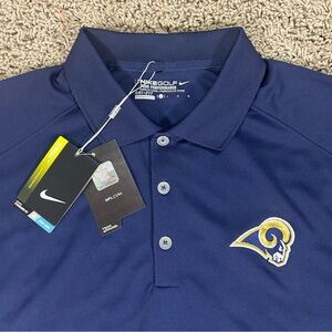 NWT Nike Dri Fit Mens Large Blue Los Angeles Rams Polo NFL Performance Shirt